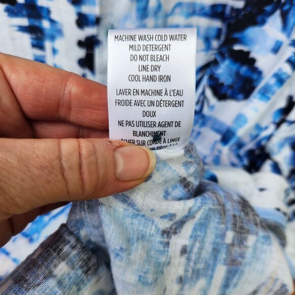 Robert Graham Charach Blue Floral Linen & Cotton Button-Up Men's Shirt L - Picture 4 of 5